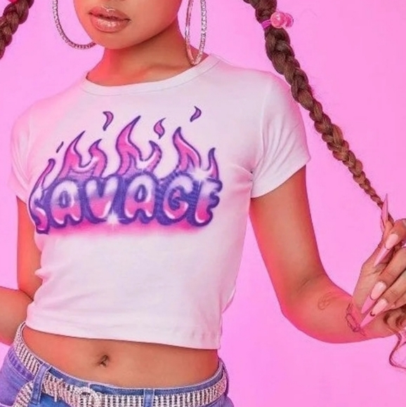 Dolls Kill Tops - Plus Size 2X Savage Airbrushed Graphic 🎉SOLD!🦄Crop Top Dolls Kill XXL NWT